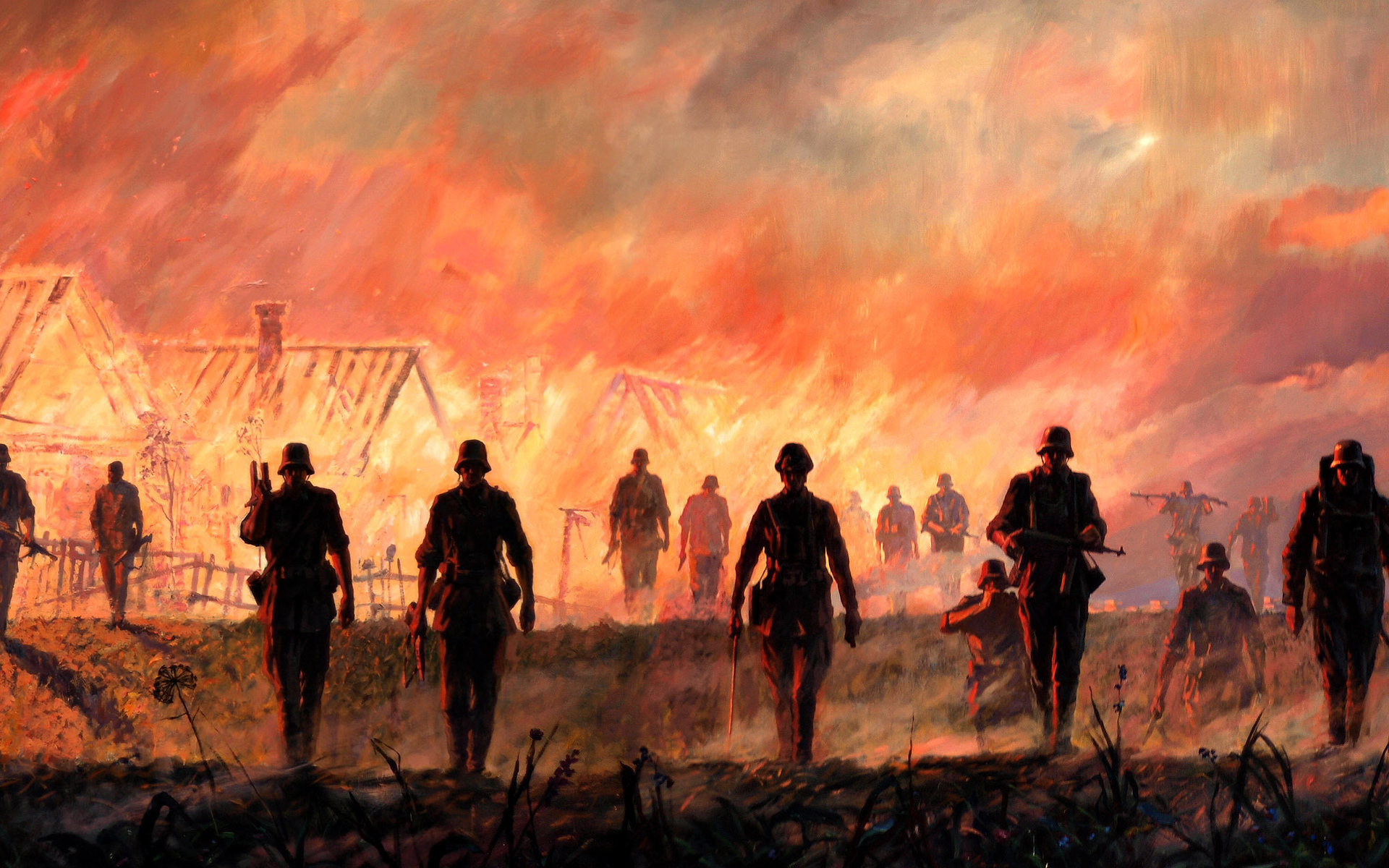 fedyunin, Fv, Germans, Drawing, Invasion, Military, Battle, War, Wariors, Soldiers, Fire Wallpaper