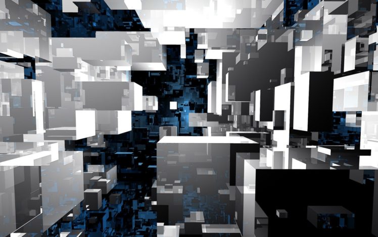 abstract, Blue, Black, Pattern, White, Infinity, Cube HD Wallpaper Desktop Background