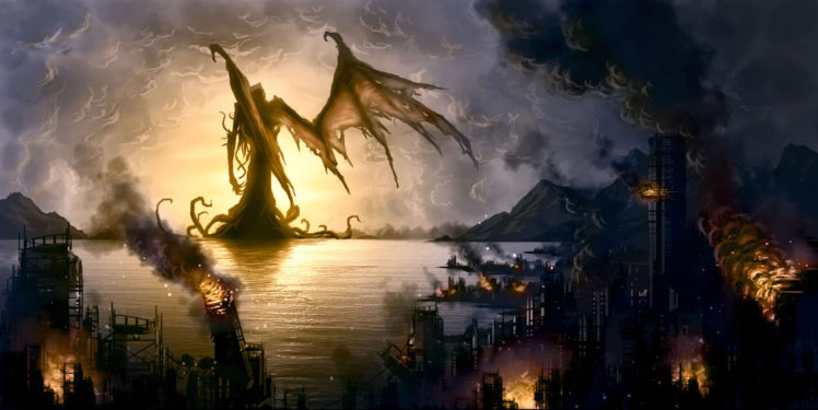cthulhu, Fantasy, Art, Monster, Apocalyptic, Destruction, Dark, Horror HD Wallpaper Desktop Background