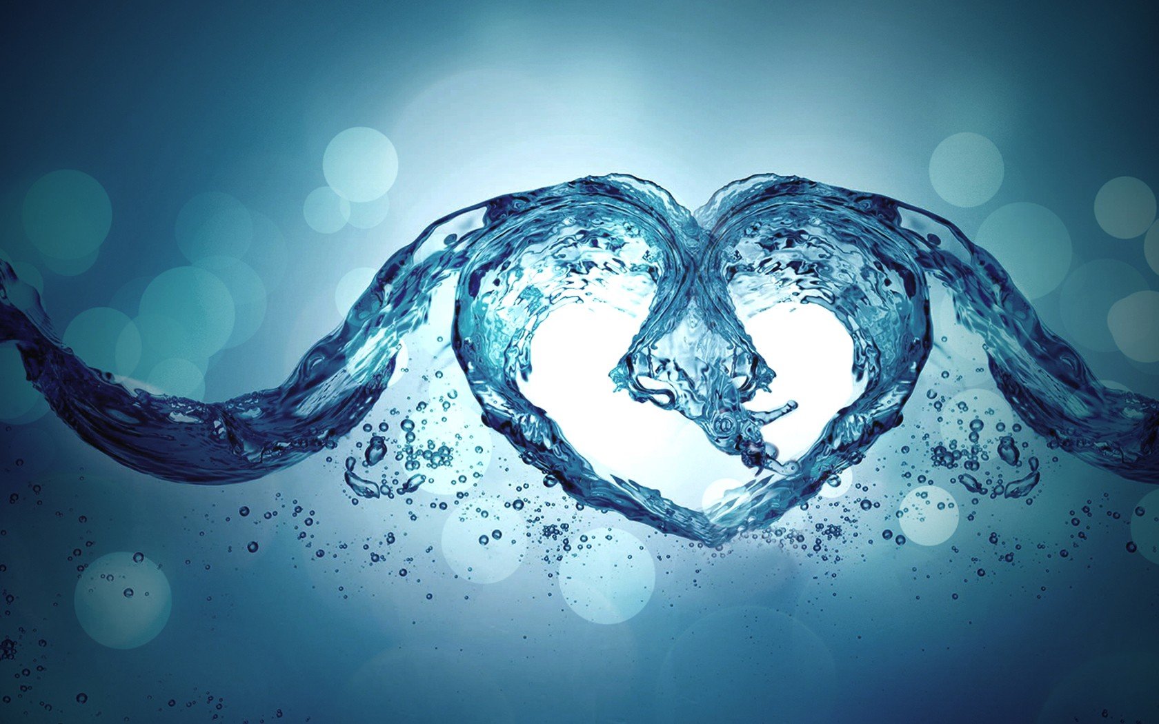 water, Digital, Art, Hearts Wallpaper