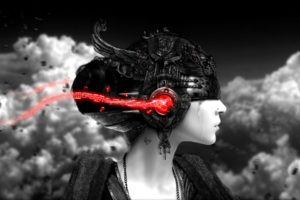 headphones, Women, Abstract, Clouds, Selective, Coloring, Skyscapes, Renders