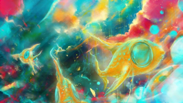 abstract, Multicolor, Fish HD Wallpaper Desktop Background