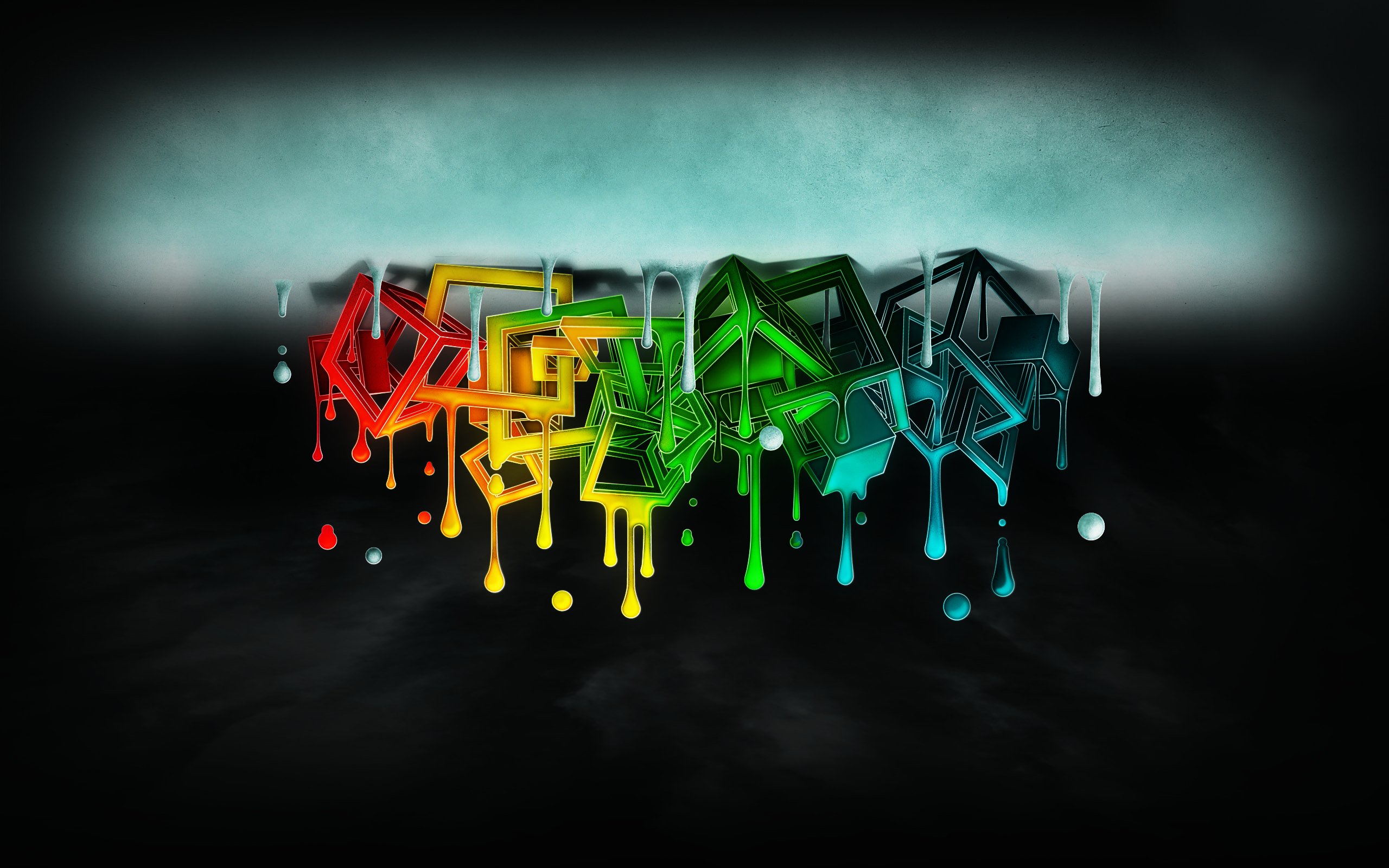 cubes, Water, Drops Wallpaper