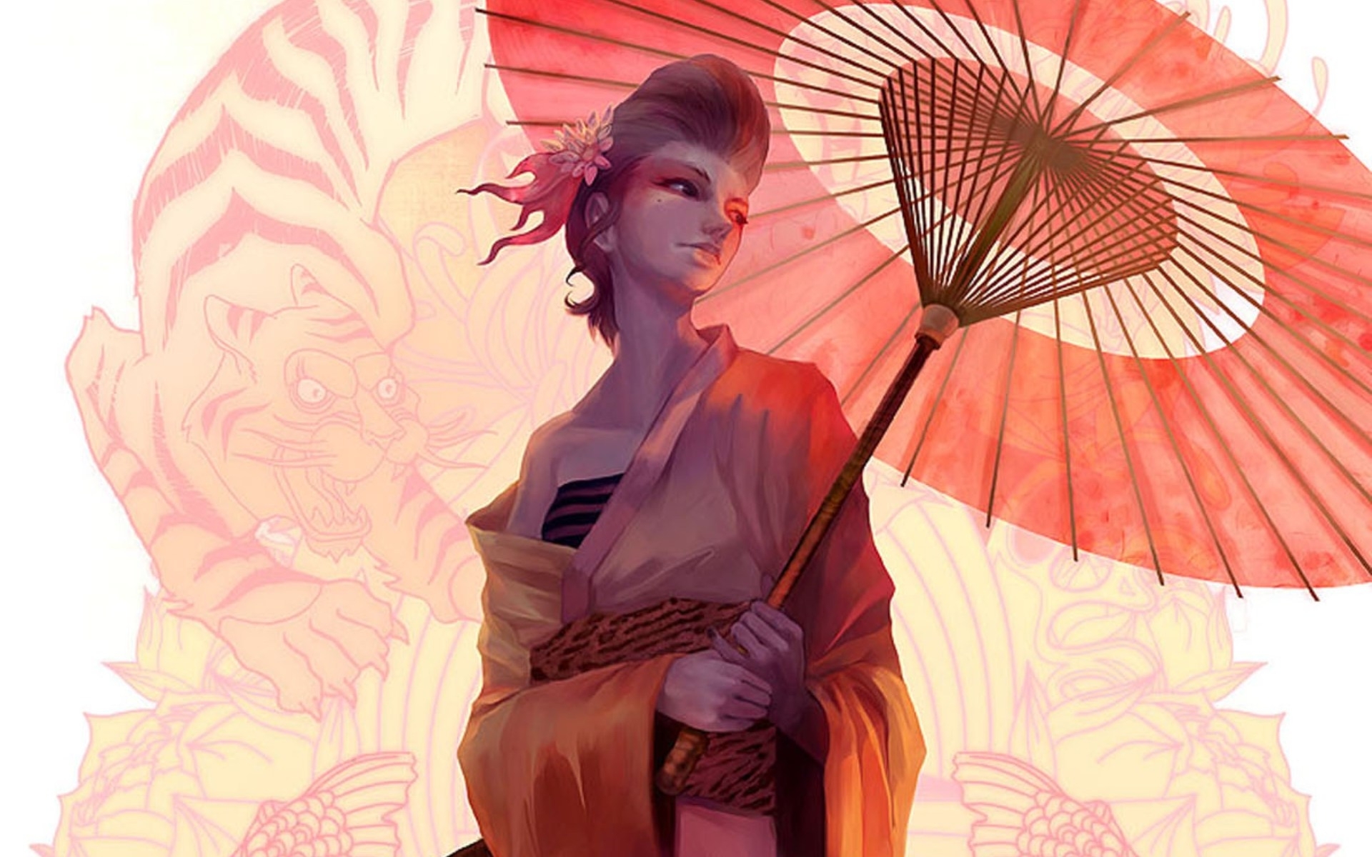 asian, Oriental, Fantasy, Art, Umbrella, Women Wallpaper