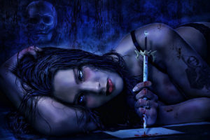 dark, Horror, Gothic, Fantasy, Women, Vampire, Mood, Weapons, Knife