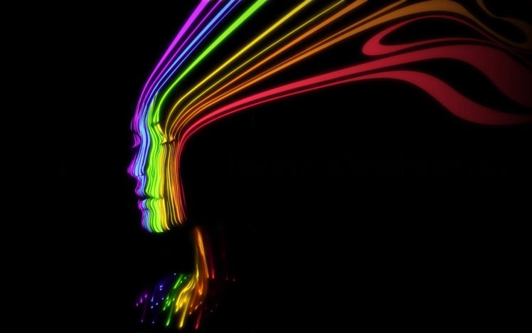 multicolor, Rainbows, Faces, Black, Background HD Wallpaper Desktop Background