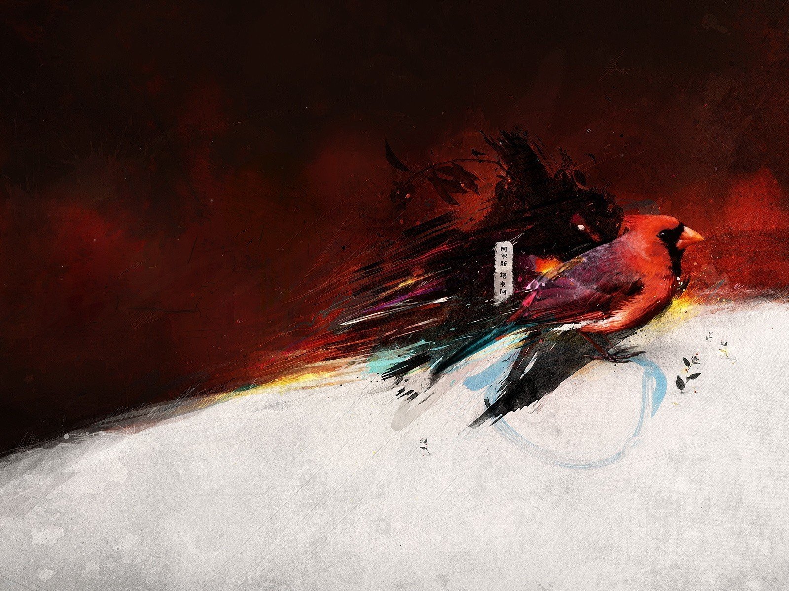 abstract, Red, Birds, Fwa Wallpaper