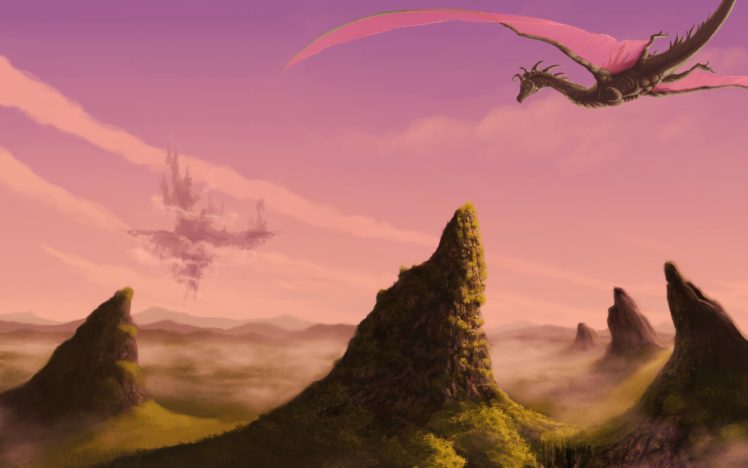 fantasy, Art, Dragons, Landscapes, Islands, Cities, Castle HD Wallpaper Desktop Background