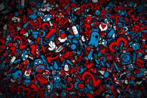 blue, Red, Artwork, Characters