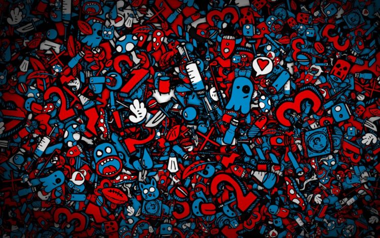 blue, Red, Artwork, Characters HD Wallpaper Desktop Background