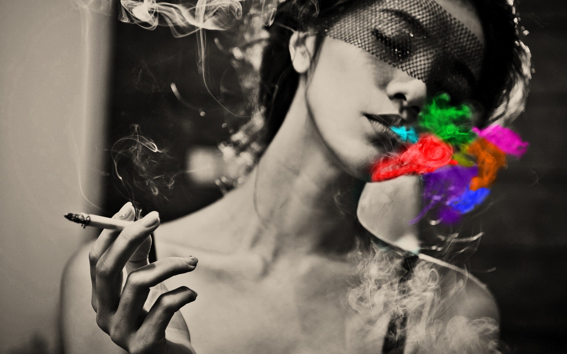 smoking, Smoke, Rainbows, Colors, High res Wallpaper