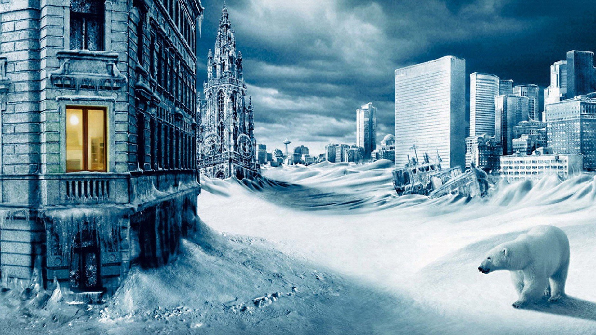 ice, Age, Apocalypse, Towns, Cities Wallpaper