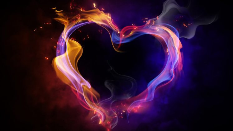 flames, Multicolor, Hearts HD Wallpaper Desktop Background