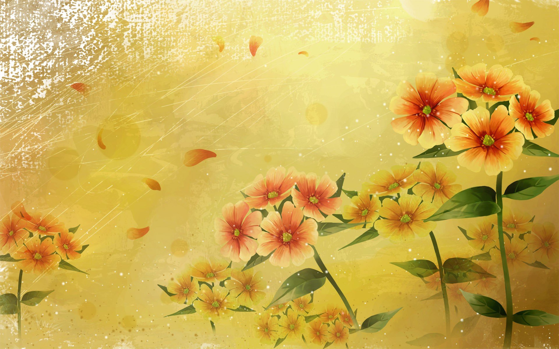 abstract, Flowers, Leaves Wallpaper