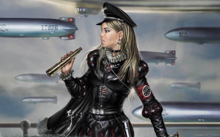 women, Uniforms, Weapons, Earrings, Vehicles, Zeppelin HD Wallpaper Desktop Background