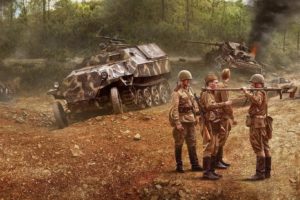 soldier, Military, Tank, Tanks, Weapon, Artwork, Painting, Battle