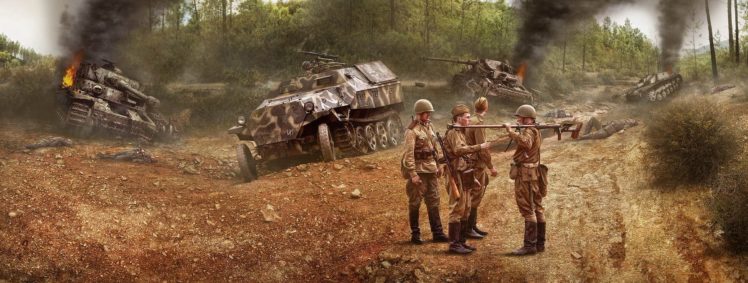 soldier, Military, Tank, Tanks, Weapon, Artwork, Painting, Battle HD Wallpaper Desktop Background