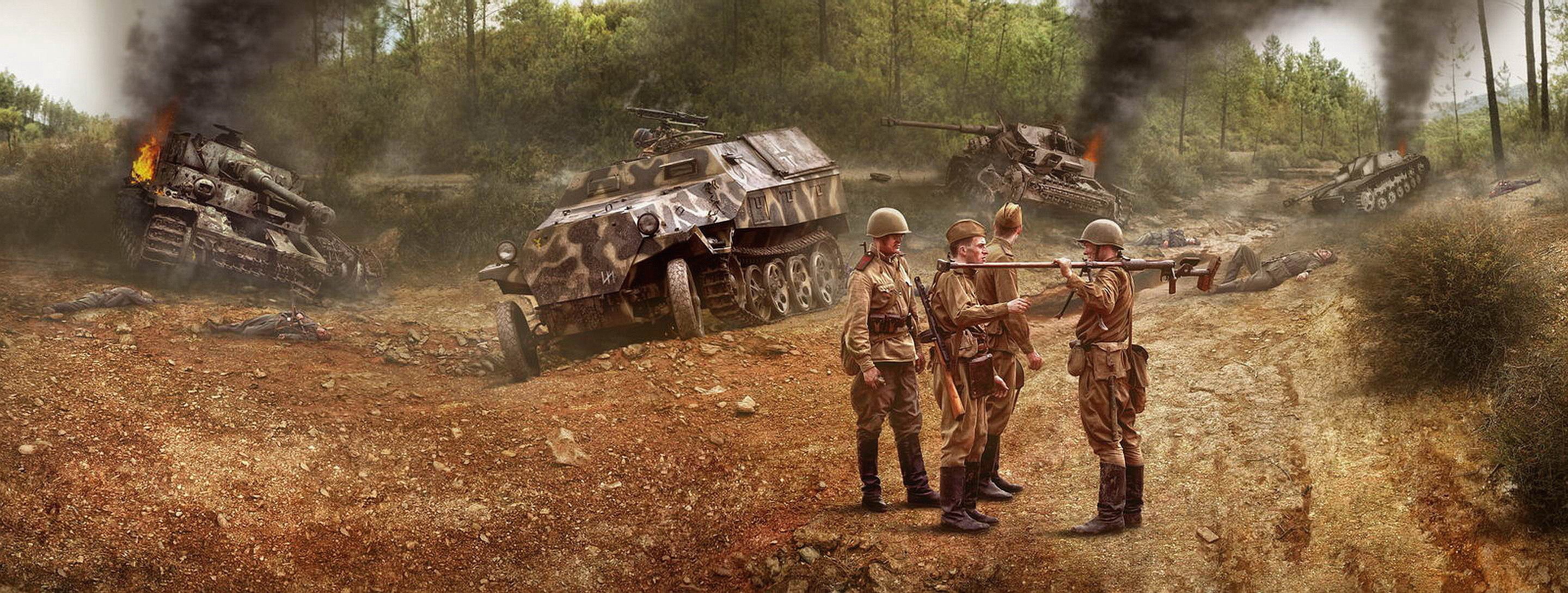 soldier, Military, Tank, Tanks, Weapon, Artwork, Painting, Battle Wallpaper