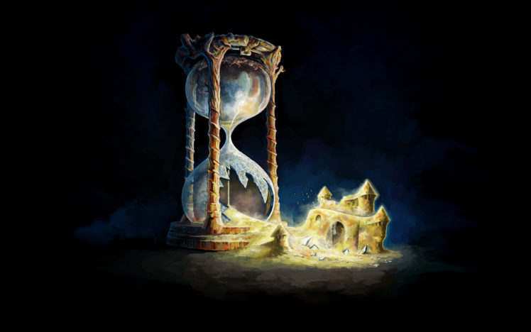 hourglass, Drawing, Sand, Castle, Broken, Sand, Cracked, Fantasy, Art HD Wallpaper Desktop Background