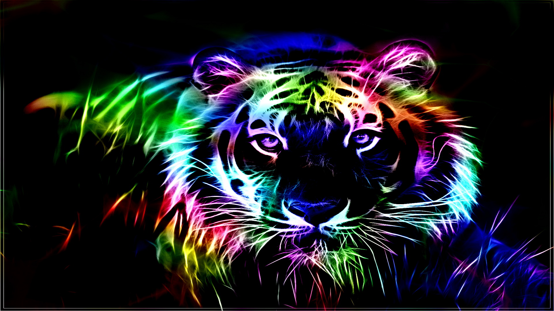 tiger, Fractal, Cats Wallpaper