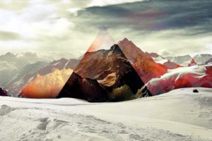 triangle, Snow, Abstract, Mountains, Sky