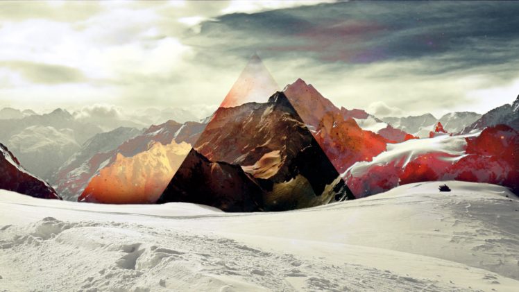 triangle, Snow, Abstract, Mountains, Sky HD Wallpaper Desktop Background