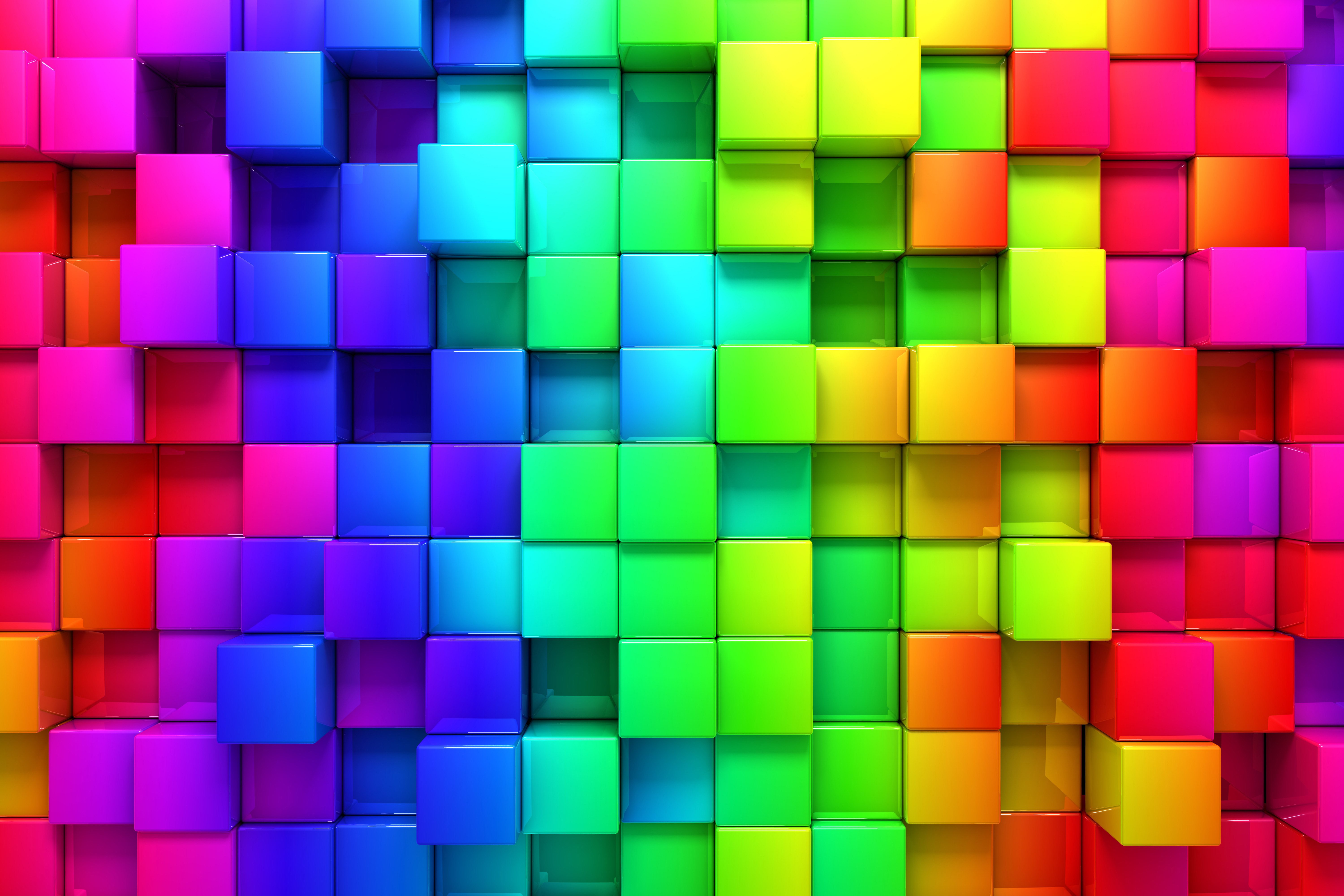 rendering, Cubes, Background, Color Wallpaper