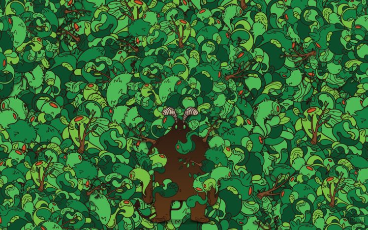 green, Abstract, Forest, Vector, Hipster, Artwork, Jthree, Concepts, Demon, Jared, Nickerson HD Wallpaper Desktop Background