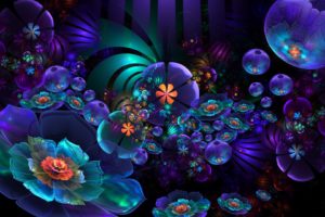 fractal, Flower, Neon, Abstract