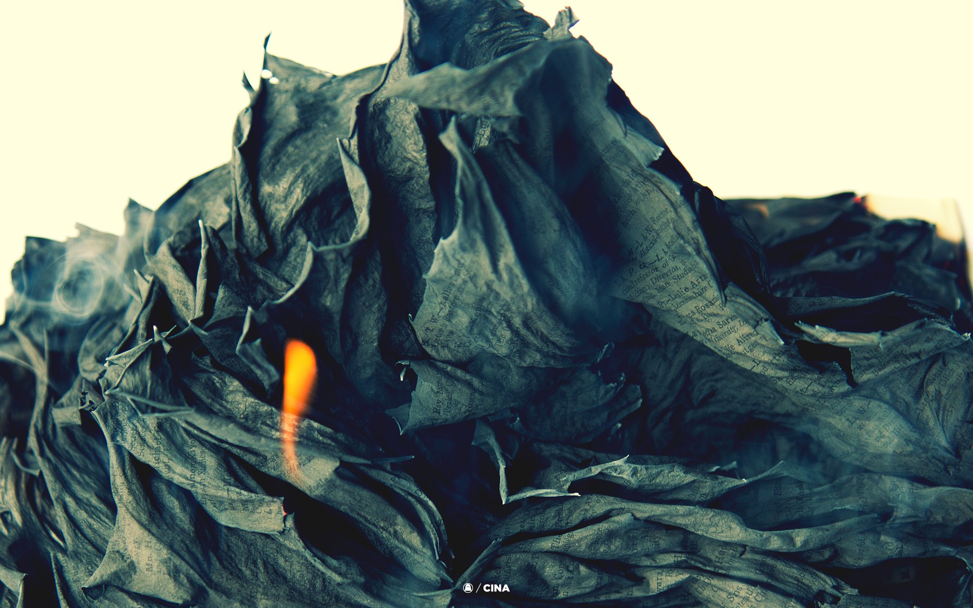 abstract, Flames, Paper, Smoke, Writing, Burning, Crumpled Wallpaper