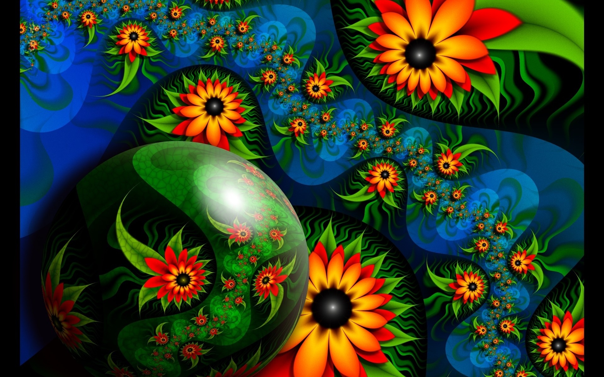 abstraction, 3d, Flowers Wallpaper
