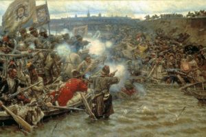 the, Conquest, Of, Siberia, By, Yermak, Surikov, History, Boat, River, Water, Guns, Smoke, Flags, Banners, Icons, Battle, Military