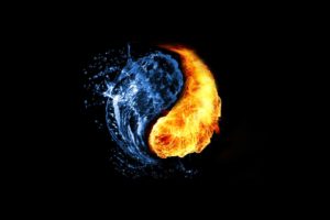 water, Abstract, Fire, Ying, Yang, Black, Background