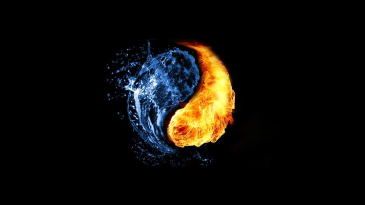 water, Abstract, Fire, Ying, Yang, Black, Background HD Wallpaper Desktop Background