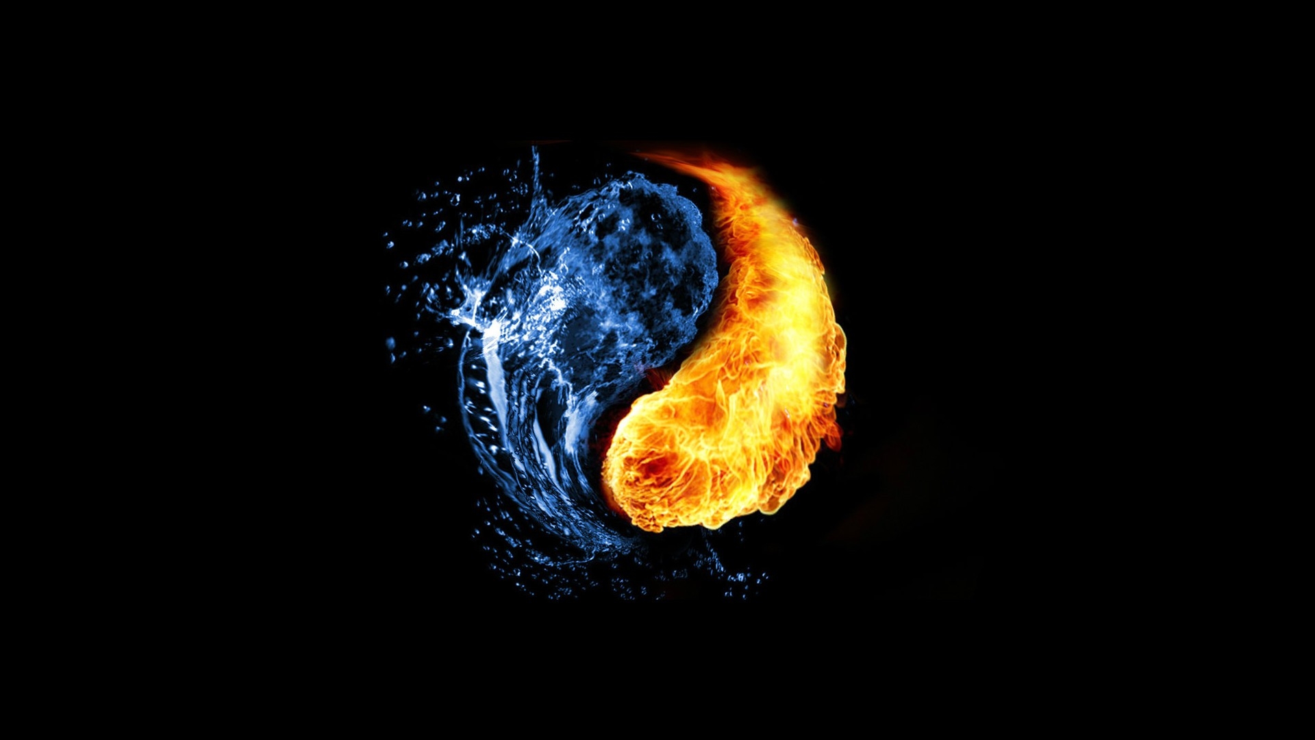 water, Abstract, Fire, Ying, Yang, Black, Background Wallpaper