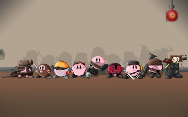 kirby, Valve, Corporation, Heavy, Tf, Pyro, Tf, Spy, Tf, Scout, Tf, Medic, Tf, Sniper, Demoman, Tf, Team, Fortres HD Wallpaper Desktop Background