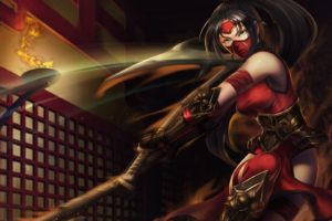 league, Of, Legends, Akali, Fantasy, Game, Woman, Red, Dress