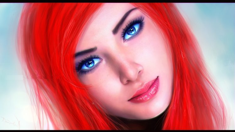 red, Hair, Eyes, Blue, Eyes, The, Little, Mermaid, Ariel HD Wallpaper Desktop Background
