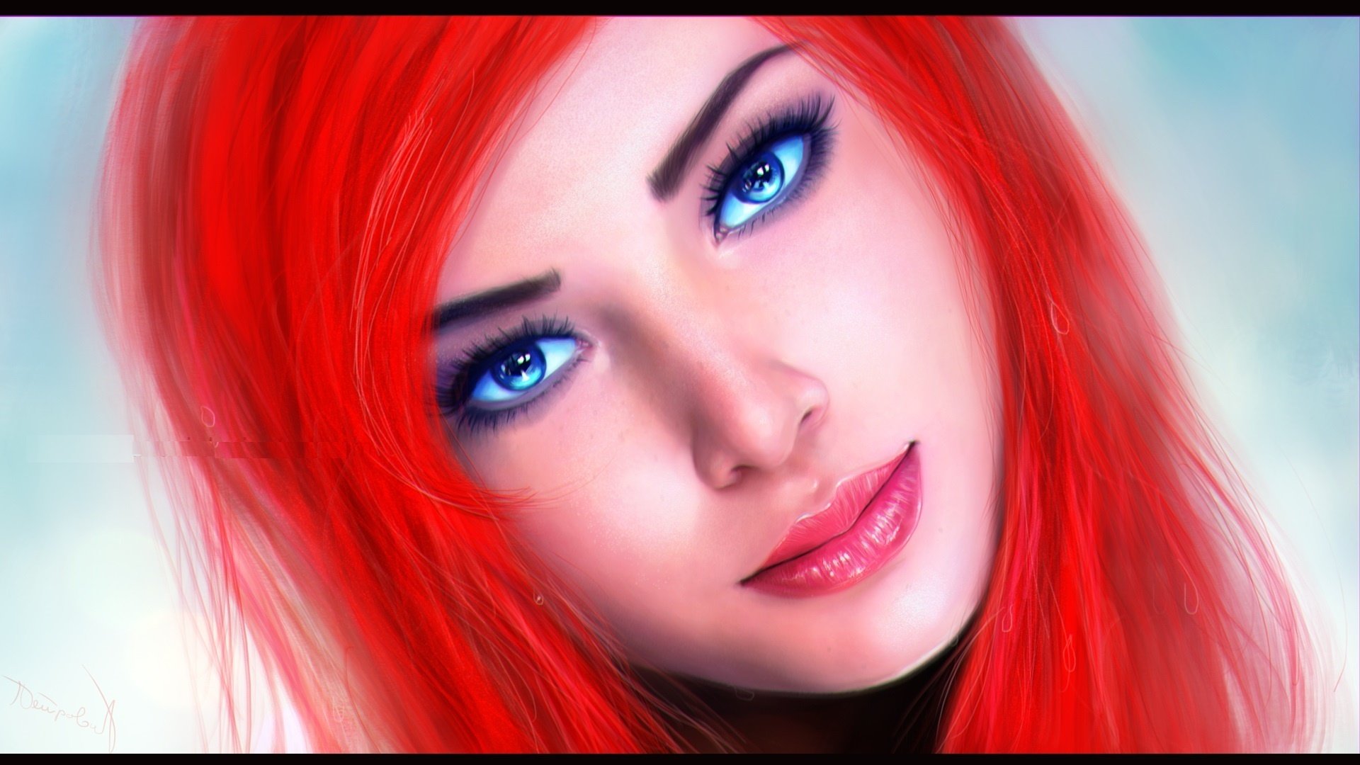 red, Hair, Eyes, Blue, Eyes, The, Little, Mermaid, Ariel Wallpaper