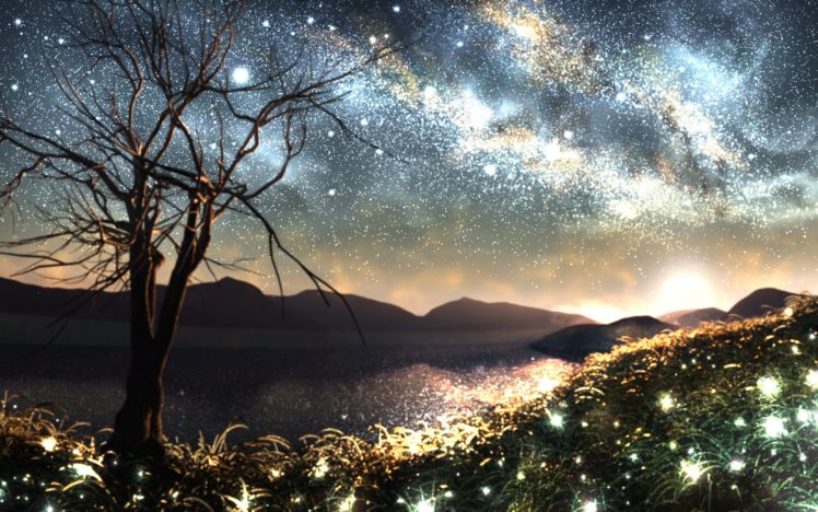 tree, Space, Nature, Art, Stars, The, Milky, Way HD Wallpaper Desktop Background