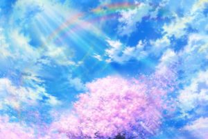 cherry, Nature, Rainbow, Sky, Clouds, Art, Tsujiki