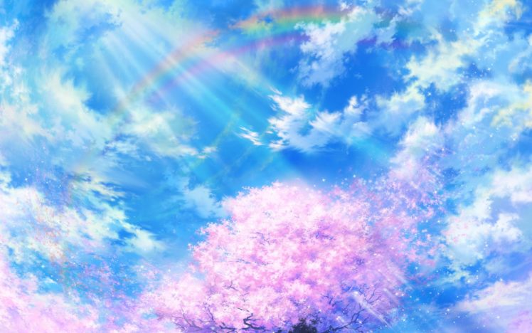 cherry, Nature, Rainbow, Sky, Clouds, Art, Tsujiki HD Wallpaper Desktop Background