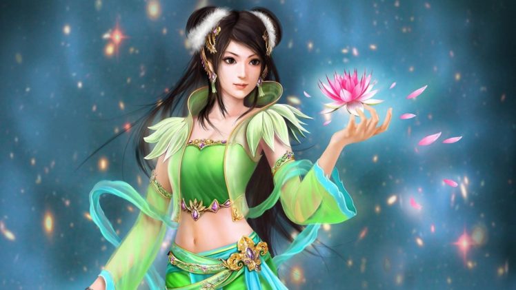 art, Girl, Jade, Dynasty, Lily, Flower, Perfect, World, A, Spark HD Wallpaper Desktop Background