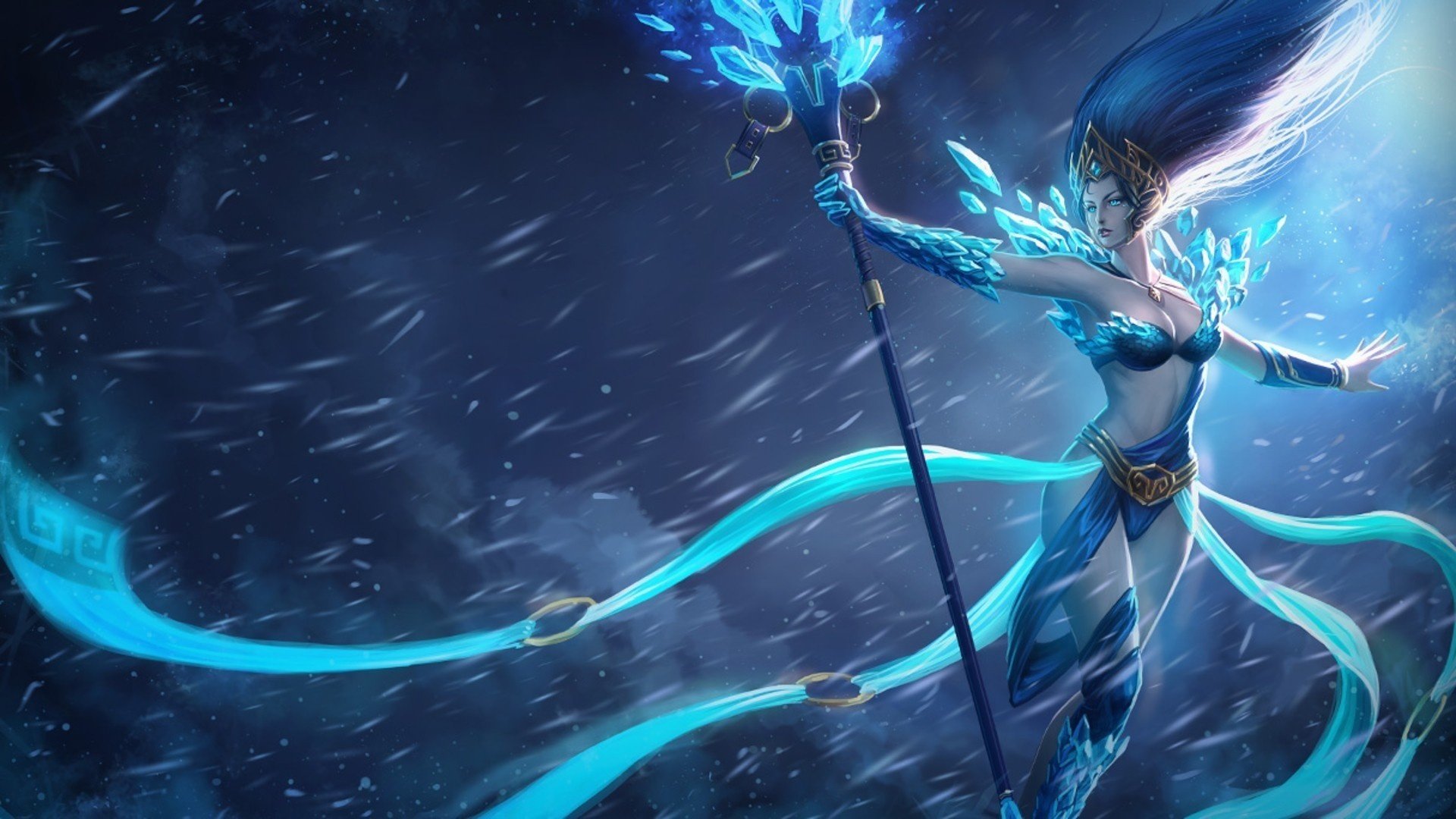 art, Snow, Mage, Sorceress, Storm, League, Of, Legends, Staff Wallpaper