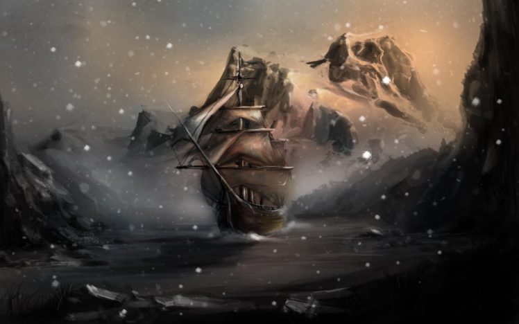craft, Art, Water, Rocks, Winterhold, Snow, Skyrim HD Wallpaper Desktop Background