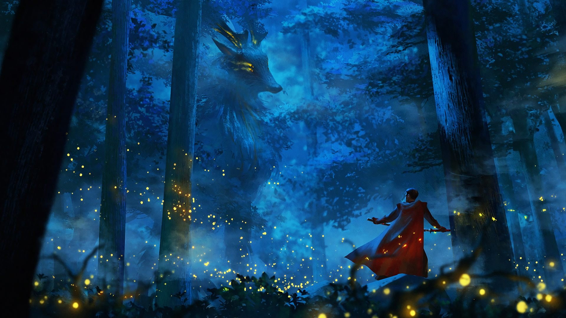 fantasia, Anime, Forest, Fantasy Wallpaper