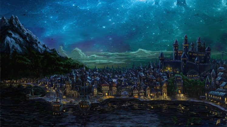 fantasy, City, Paintin HD Wallpaper Desktop Background