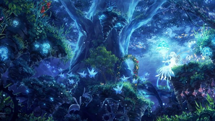 forest, Art, Fairy, Nature, Wings, Minami, Seira, Girl, Trees HD Wallpaper Desktop Background