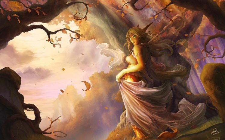forest, Elf, Elf, Art, Autumn, Ears, Leaves HD Wallpaper Desktop Background