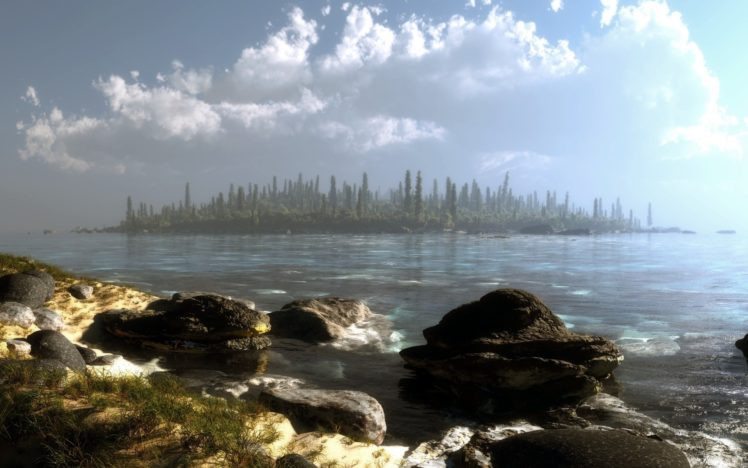 forest, Art, Kontakt, Trees, Rocks, Landscape, Lake, Water HD Wallpaper Desktop Background